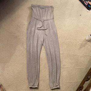 Sweat pants-tube top jumpsuit